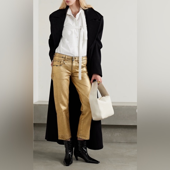 R13
Cropped metallic coated mid-rise straight-leg jeans. New without tags - Picture 2 of 15